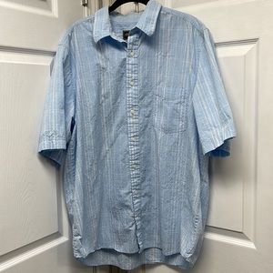 Eddie Bauer Blue White Plaid Short Sleeve Shirt Tall XL
